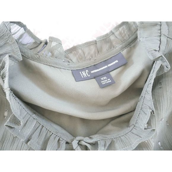 INC INTERNATIONAL CONCEPTS Women's Clip-Dot Tie-Neck Blouse XXL - Picture 9 of 11